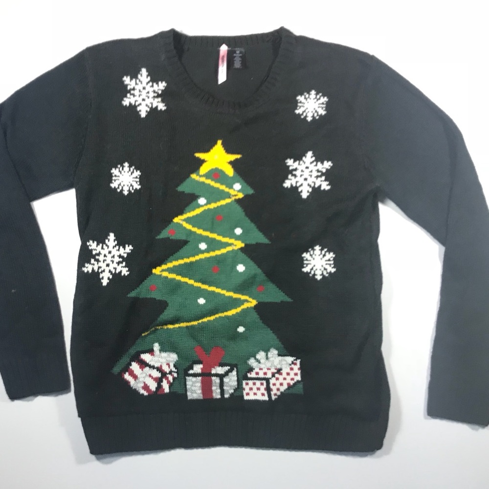 Ugly Christmas Sweater Tree LED Light Up Size M